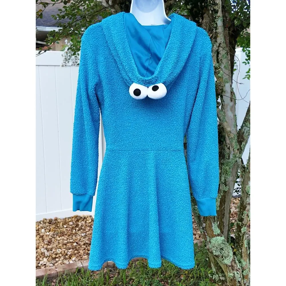 Cookie Monster Sherpa Hooded Dress Womens M Sesame Street Spirit Halloween
